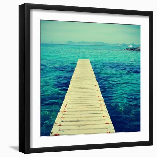 Boardwalk in Ses Illetes Beach in Formentera, Balearic Islands-nito-Framed Photographic Print