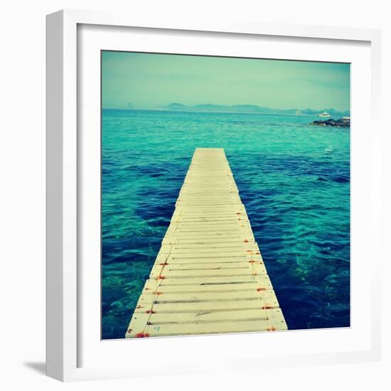 Boardwalk in Ses Illetes Beach in Formentera, Balearic Islands-nito-Framed Photographic Print