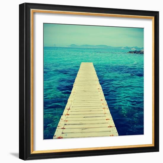 Boardwalk in Ses Illetes Beach in Formentera, Balearic Islands-nito-Framed Photographic Print