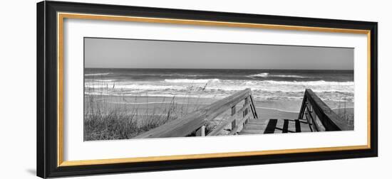 Boardwalk Leading Towards a Beach, Playlinda Beach, Canaveral National Seashore, Titusville-null-Framed Premium Photographic Print