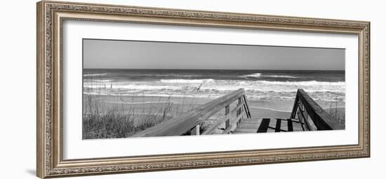 Boardwalk Leading Towards a Beach, Playlinda Beach, Canaveral National Seashore, Titusville-null-Framed Photographic Print