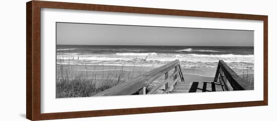 Boardwalk Leading Towards a Beach, Playlinda Beach, Canaveral National Seashore, Titusville-null-Framed Photographic Print