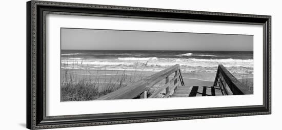 Boardwalk Leading Towards a Beach, Playlinda Beach, Canaveral National Seashore, Titusville-null-Framed Photographic Print