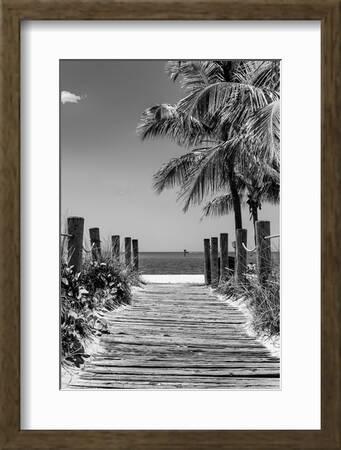 Key West Framed Wall Decor Black and White: A Key West Fishing Pier