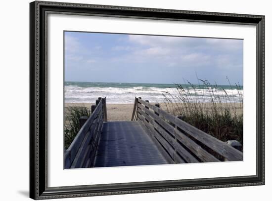 Boardwalk on the beach, Nokomis, Sarasota County, Florida, USA-null-Framed Photographic Print