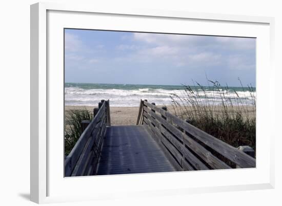 Boardwalk on the beach, Nokomis, Sarasota County, Florida, USA-null-Framed Photographic Print