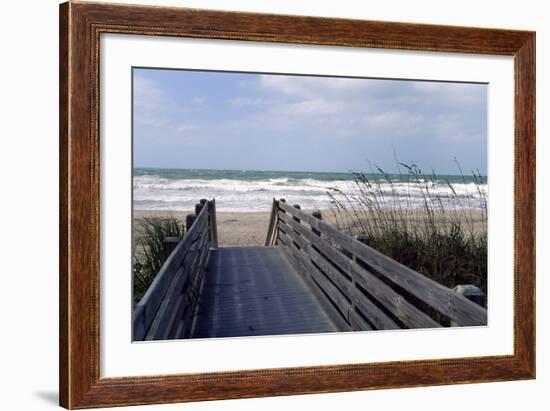 Boardwalk on the beach, Nokomis, Sarasota County, Florida, USA-null-Framed Photographic Print