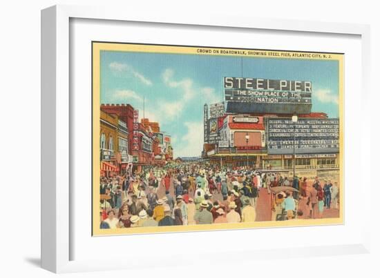 Boardwalk, Steel Pier, Atlantic City, New Jersey-null-Framed Art Print