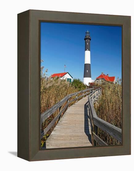 Boardwalk to Fire Island Lighthouse, NY-George Oze-Framed Premier Image Canvas