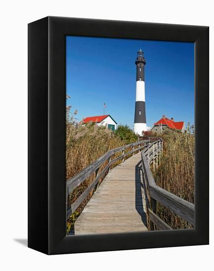 Boardwalk to Fire Island Lighthouse, NY-George Oze-Framed Premier Image Canvas