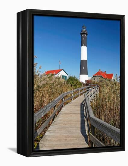 Boardwalk to Fire Island Lighthouse, NY-George Oze-Framed Premier Image Canvas