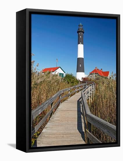 Boardwalk to Fire Island Lighthouse, NY-George Oze-Framed Premier Image Canvas