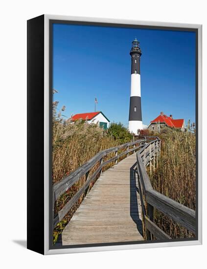 Boardwalk to Fire Island Lighthouse, NY-George Oze-Framed Premier Image Canvas