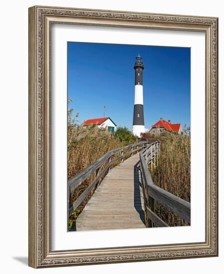 Boardwalk to Fire Island Lighthouse, NY-George Oze-Framed Photographic Print