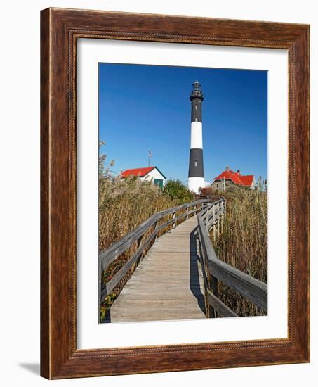 Boardwalk to Fire Island Lighthouse, NY-George Oze-Framed Photographic Print