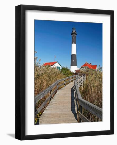 Boardwalk to Fire Island Lighthouse, NY-George Oze-Framed Photographic Print