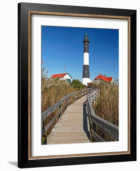 Boardwalk to Fire Island Lighthouse, NY-George Oze-Framed Photographic Print