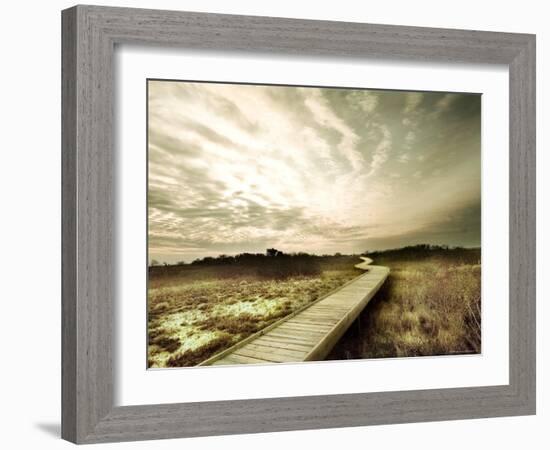 Boardwalk Winding over Sand and Brush-Jan Lakey-Framed Photographic Print