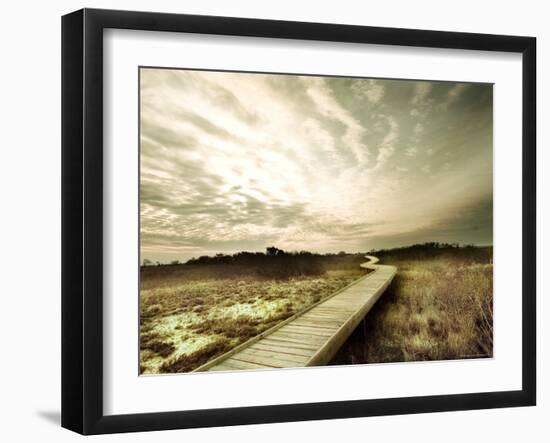 Boardwalk Winding over Sand and Brush-Jan Lakey-Framed Photographic Print