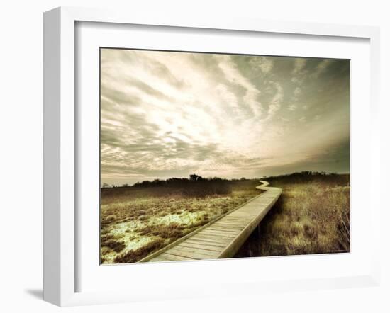 Boardwalk Winding over Sand and Brush-Jan Lakey-Framed Photographic Print
