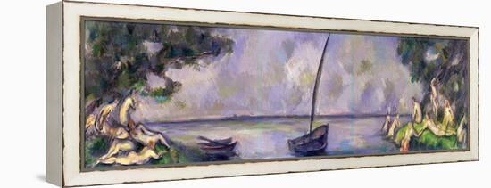 Boat and Bathers-Paul Cézanne-Framed Premier Image Canvas