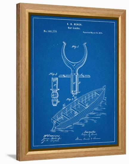 Boat And Oar Patent-null-Framed Stretched Canvas