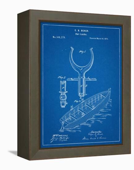 Boat And Oar Patent-null-Framed Stretched Canvas