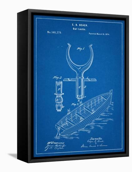 Boat And Oar Patent-null-Framed Stretched Canvas