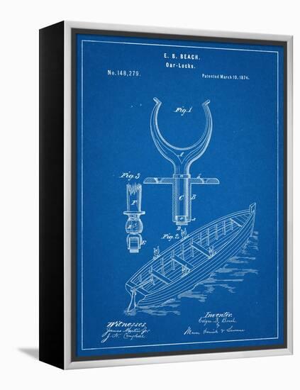 Boat And Oar Patent-null-Framed Stretched Canvas