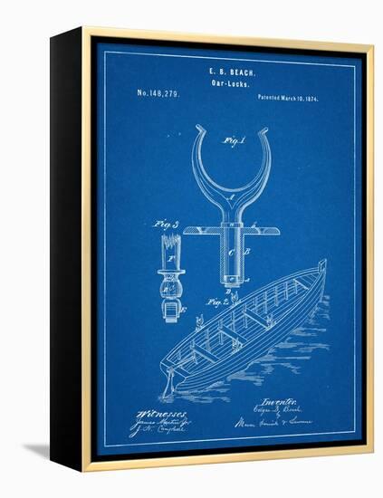 Boat And Oar Patent-null-Framed Stretched Canvas