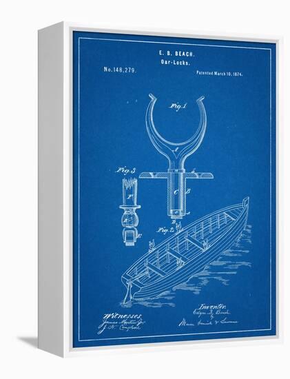 Boat And Oar Patent-null-Framed Stretched Canvas