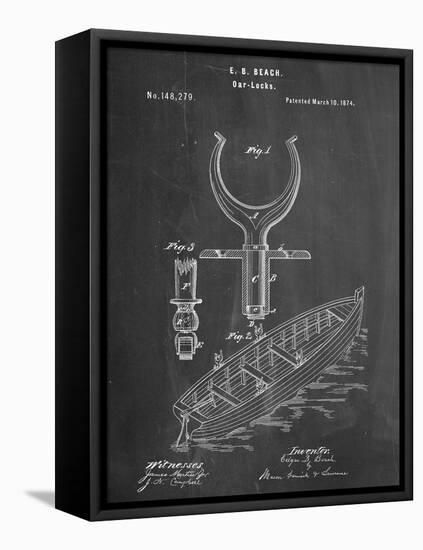 Boat And Oar Patent-null-Framed Stretched Canvas