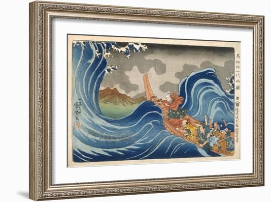 Boat and Waves (Colour Woodblock Print)-Japanese-Framed Giclee Print