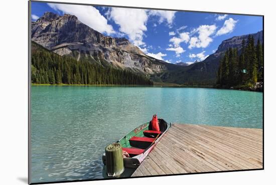 Boat at a Pier, Emerald Lake, Canada-George Oze-Mounted Photographic Print