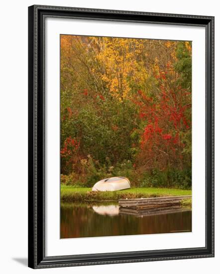 Boat at Pond in Rural New England, Maine, USA-Joanne Wells-Framed Photographic Print