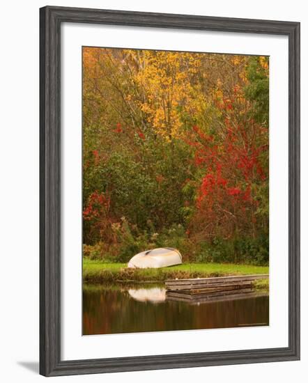 Boat at Pond in Rural New England, Maine, USA-Joanne Wells-Framed Photographic Print