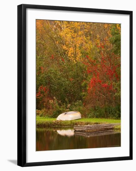 Boat at Pond in Rural New England, Maine, USA-Joanne Wells-Framed Photographic Print