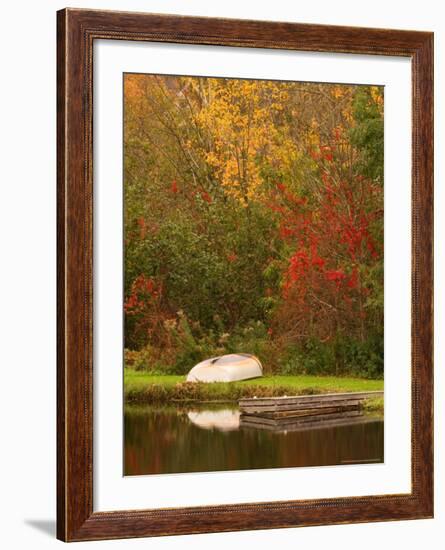 Boat at Pond in Rural New England, Maine, USA-Joanne Wells-Framed Photographic Print