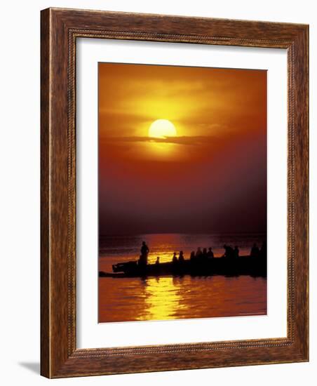 Boat at Sunset on Lake Tanganyika, Tanzania-Kristin Mosher-Framed Photographic Print