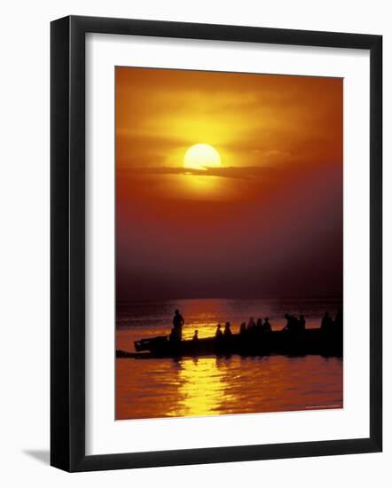 Boat at Sunset on Lake Tanganyika, Tanzania-Kristin Mosher-Framed Photographic Print