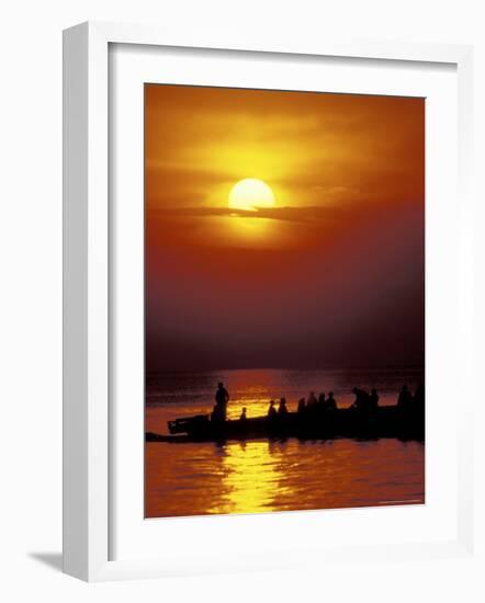 Boat at Sunset on Lake Tanganyika, Tanzania-Kristin Mosher-Framed Photographic Print