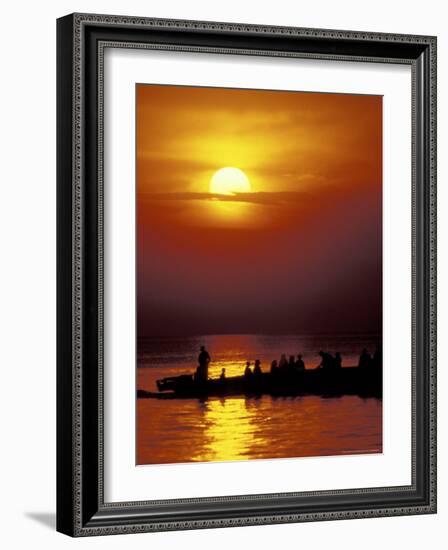 Boat at Sunset on Lake Tanganyika, Tanzania-Kristin Mosher-Framed Photographic Print