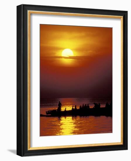 Boat at Sunset on Lake Tanganyika, Tanzania-Kristin Mosher-Framed Photographic Print