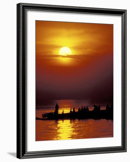 Boat at Sunset on Lake Tanganyika, Tanzania-Kristin Mosher-Framed Photographic Print