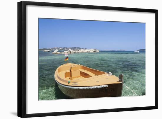 Boat at the Beach, Palau, Sardinia, Italy, Mediterranean, Europe-Markus Lange-Framed Photographic Print