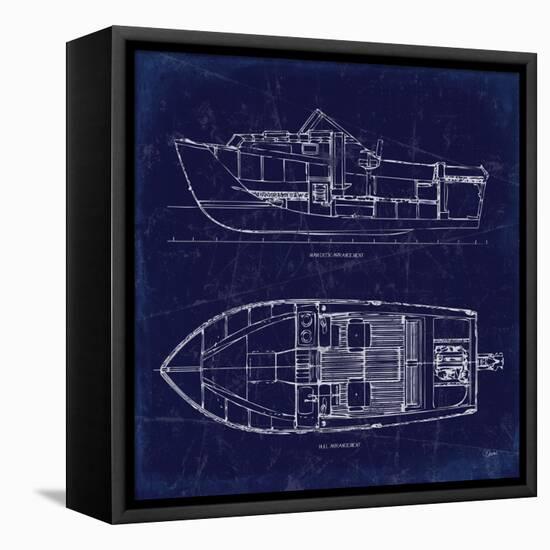 Boat Blueprint 2-Carole Stevens-Framed Stretched Canvas