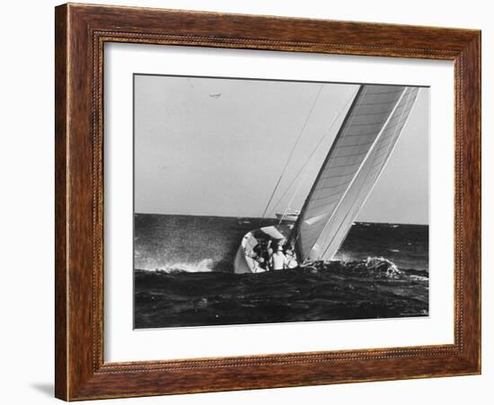 Boat Competing During Americas Cup Race-George Silk-Framed Photographic Print