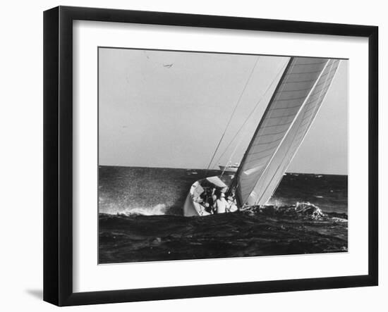 Boat Competing During Americas Cup Race-George Silk-Framed Photographic Print