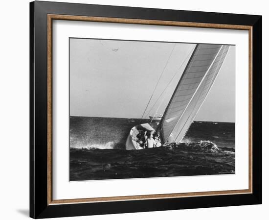 Boat Competing During Americas Cup Race-George Silk-Framed Photographic Print