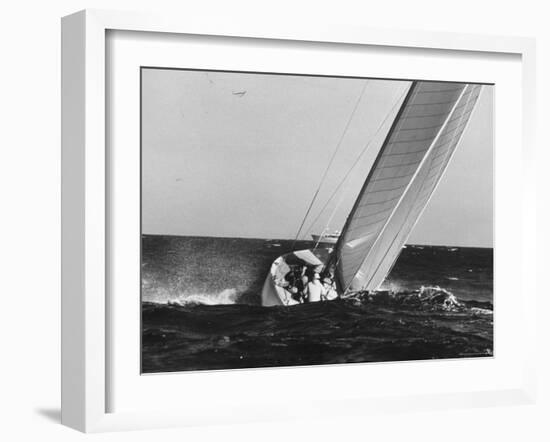 Boat Competing During Americas Cup Race-George Silk-Framed Photographic Print